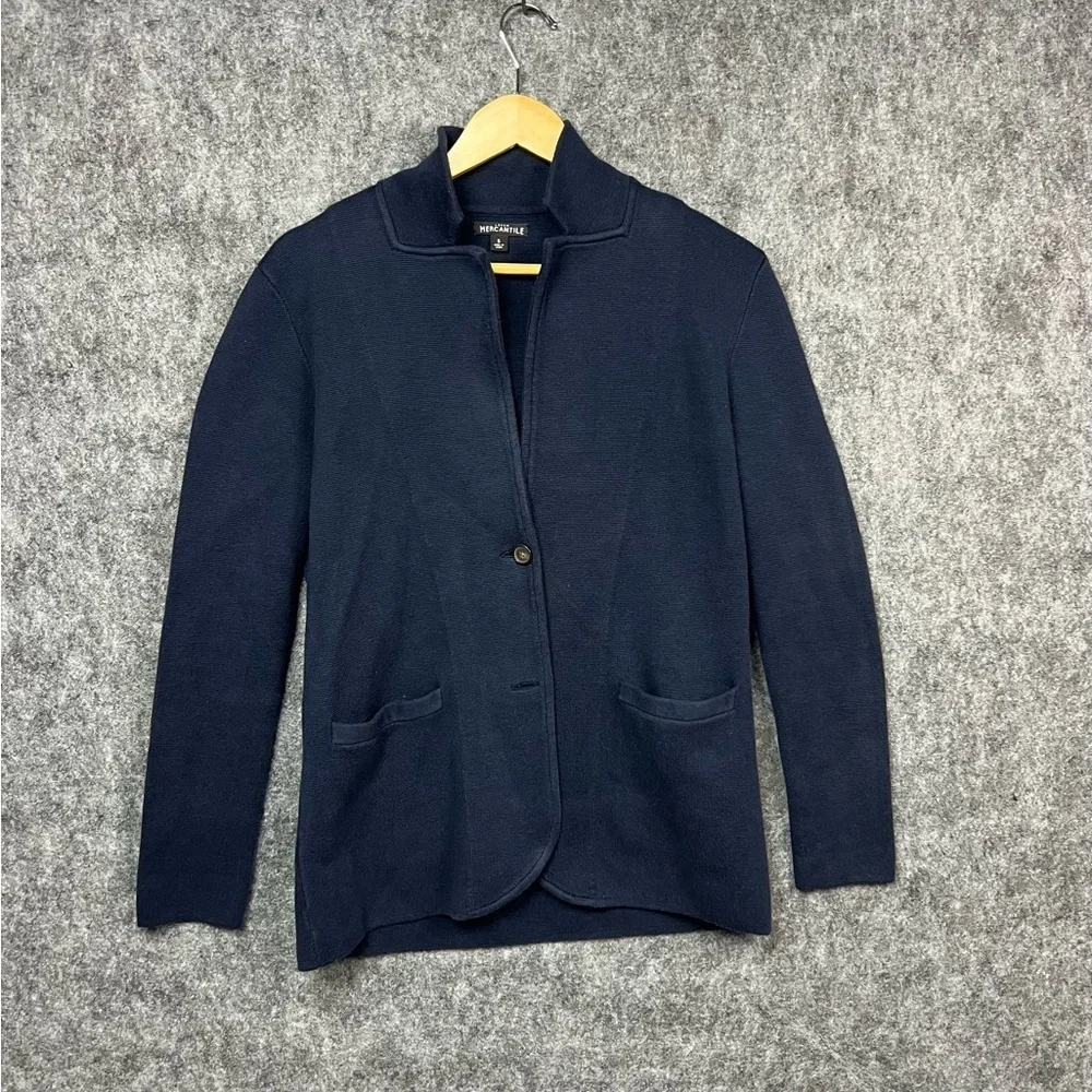 J.Crew Mercantile Navy Blue Cotton Knit Blazer / Cardigan Women’s Size Small